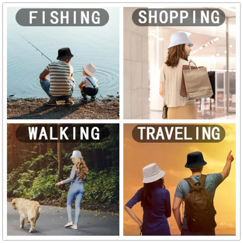 Unisex Summer Foldable Bucket Hat Women Sunscreen Cotton Outdoor Fishing Hunting SunCap Men Basin Chapeau UV Prevent HipHop Hats
