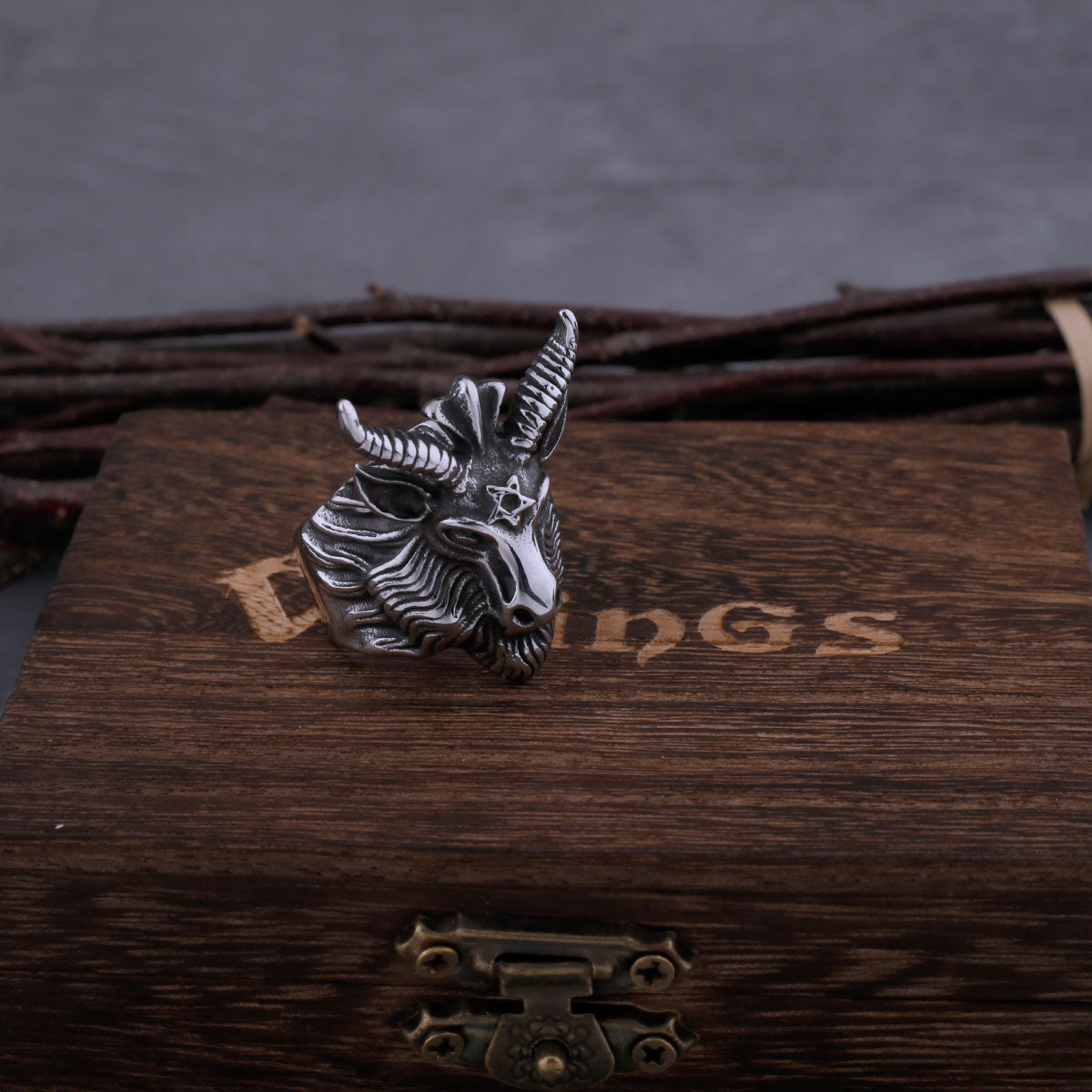 Vintage Gothic Satan Goat Ring Men's Glamour High Quality Casual Hip Hop Biker Ring Hip Hop Style Animal Jewelry Dropshipping