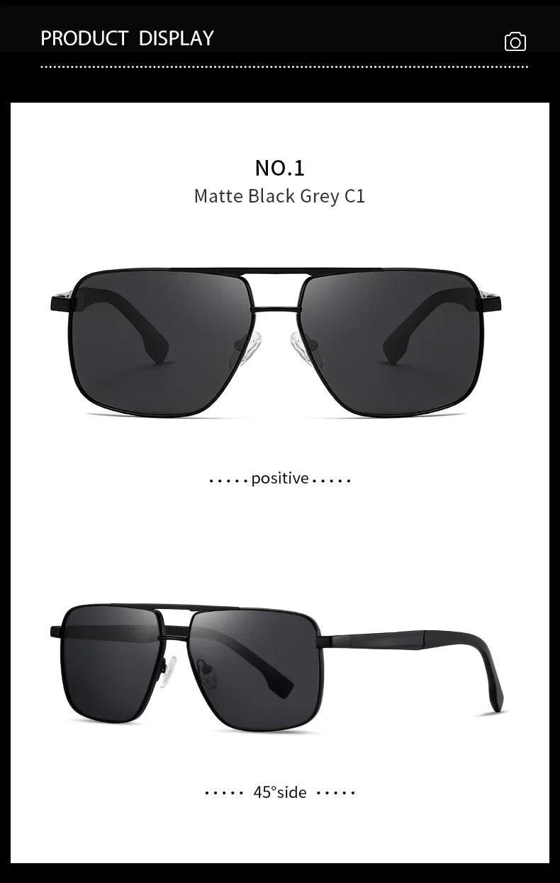 Men Sunglasses UV400 Polarized Sun Glasses Metal Square Eyeglasses Frame Driving Fishing Cycling Goggle Anti Glare Shade Eyewear