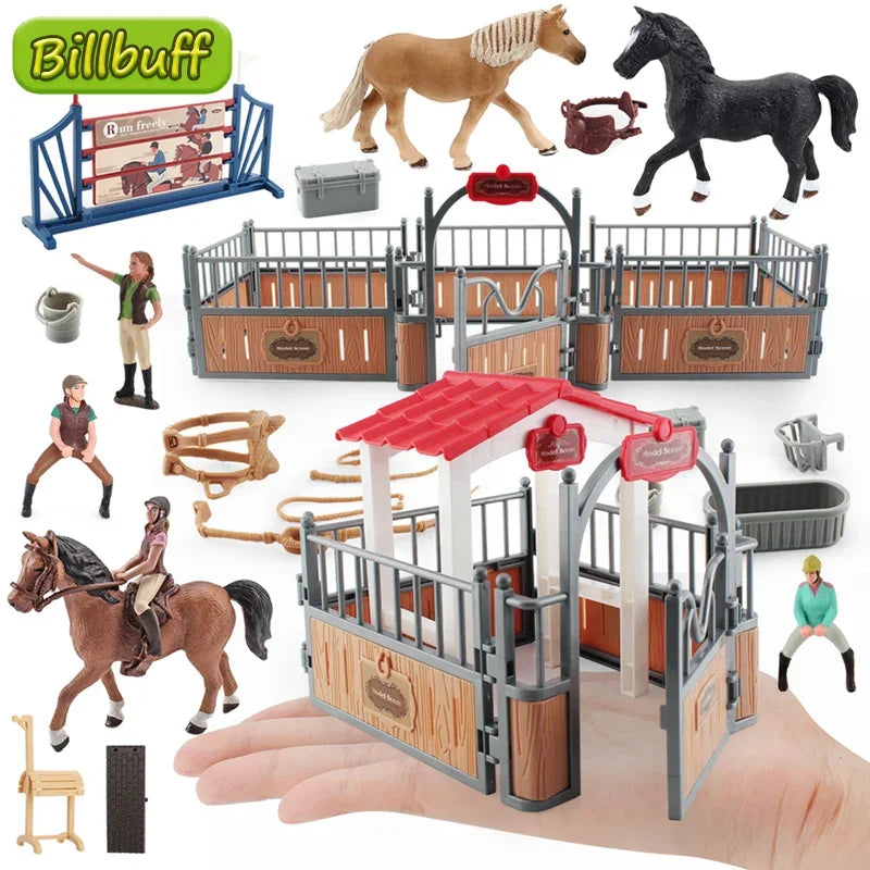 DIY Horse Race Model Horseman Farm Animal Figurines Action Ma Chang takes a shower Emulation Toys for Children Christmas Gift