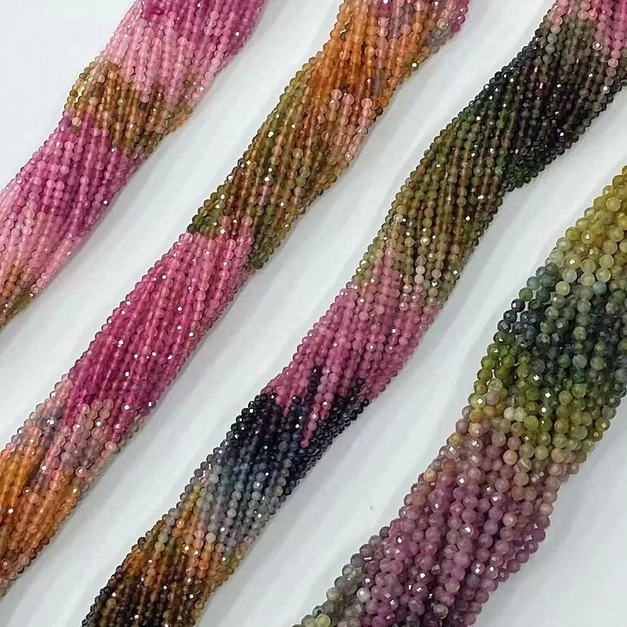 AAA Grade Natural  Rainbow Colorful Tourmaline Slice Loose Bead Jewelry DIY Bracelet Necklace 38cm Manufacturer Wholesale