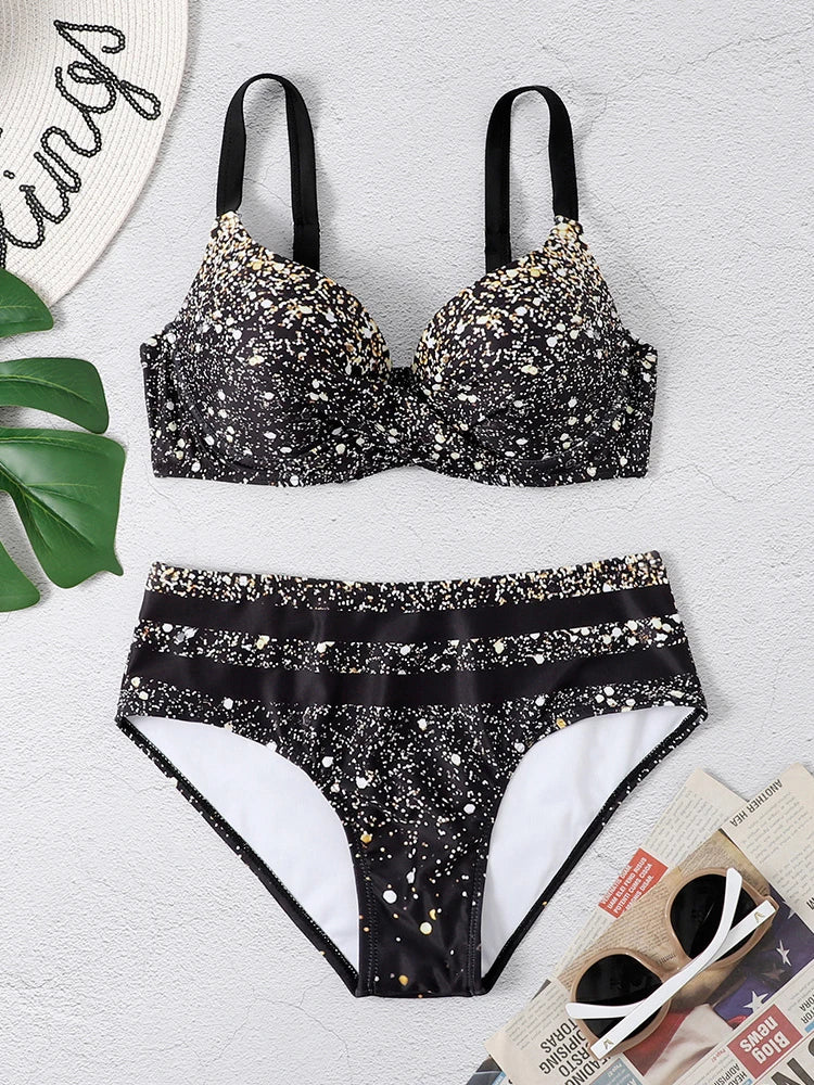 2023 New Summer Sexy Swimsuits Push Up Bikini Women's Swimwear Female Beach Wear Brazilian Star Pattern Bikinis Bathing Suit
