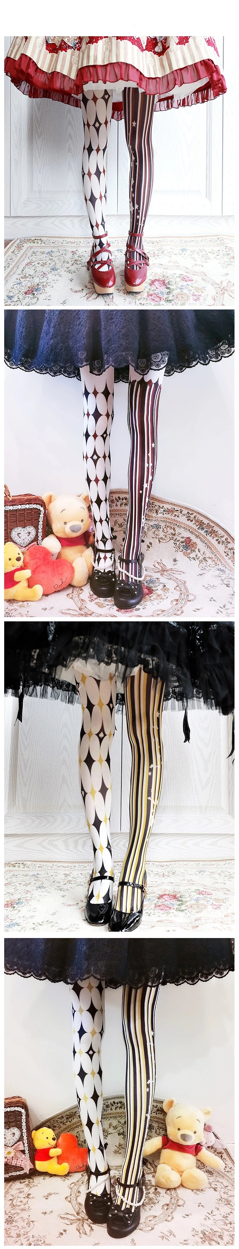 Lolita Fashion Printing Tight Pantyhose Sexy Stockings Gothic Halloween Body Stockings for Women Thin Pantyhose Sexy Tights
