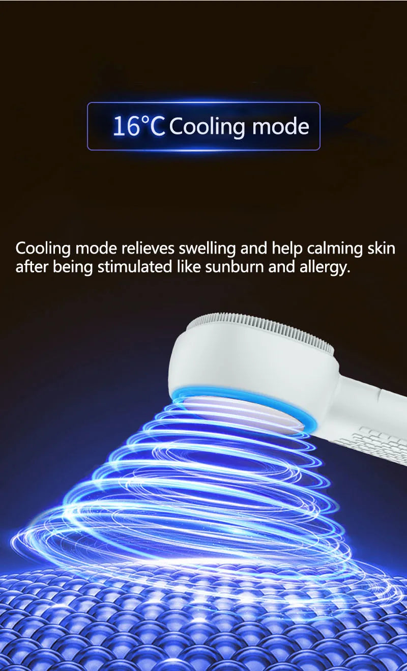 6 in 1 Sonic Facial Cleansing Brush with Thermal Function, Waterproof Skin Cooling Massager, Silicone Facial Cleansing Device