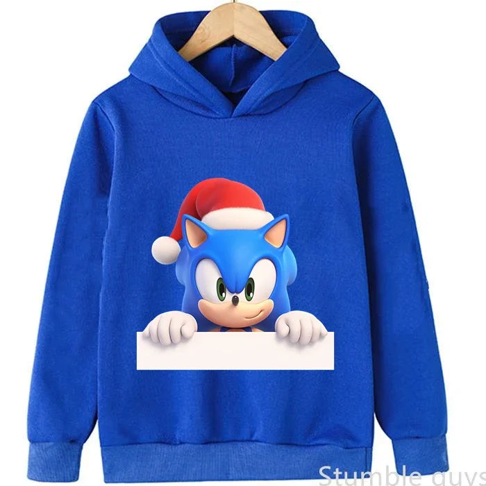 Anime Sonic Kids Hoodie Trucksuit Autumn Boys Girls Cartoon Clothes Christmas Gift Trendy Match Cardigan Sweatshirt