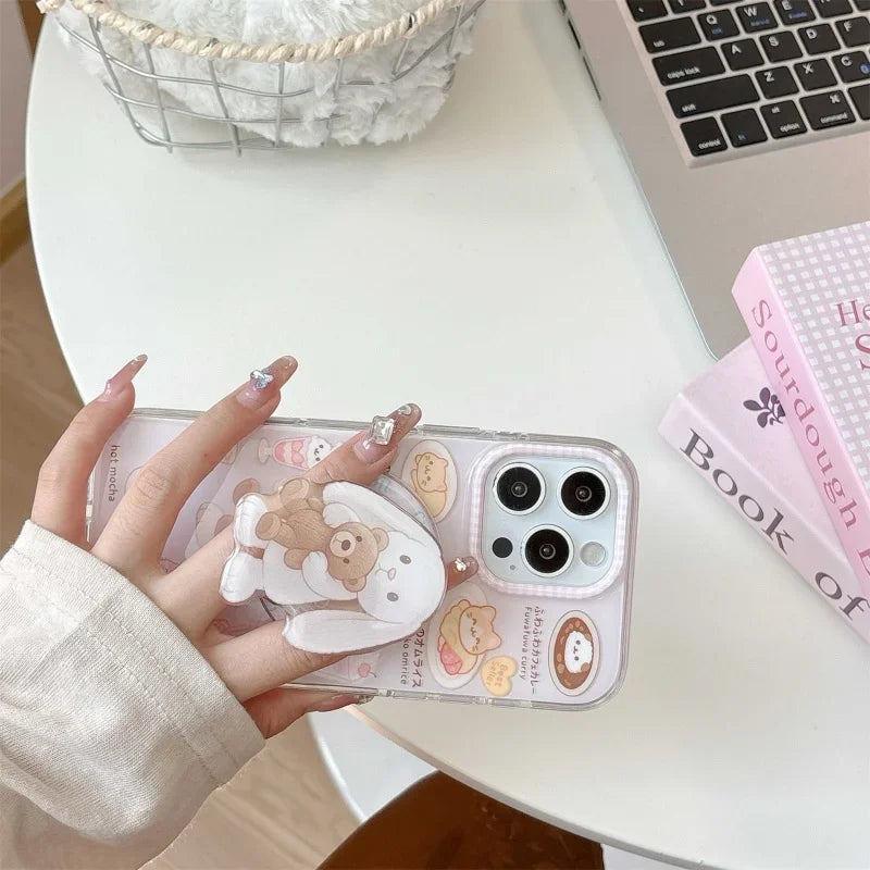 Korean Cute Cartoon Rabbit Magnetic Holder Grip Tok Griptok Phone Stand Holder Support for IPhone 17 for Pad Magsafe Smart Tok