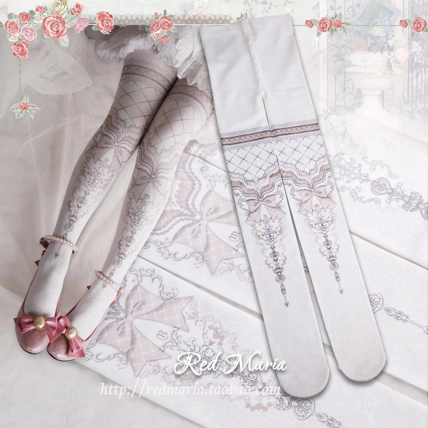 Japanese Style Lolita Socks Vintage Original Print Pantyhose Lady Girls Autumn Winter Tights Stocking Fashion Leggings