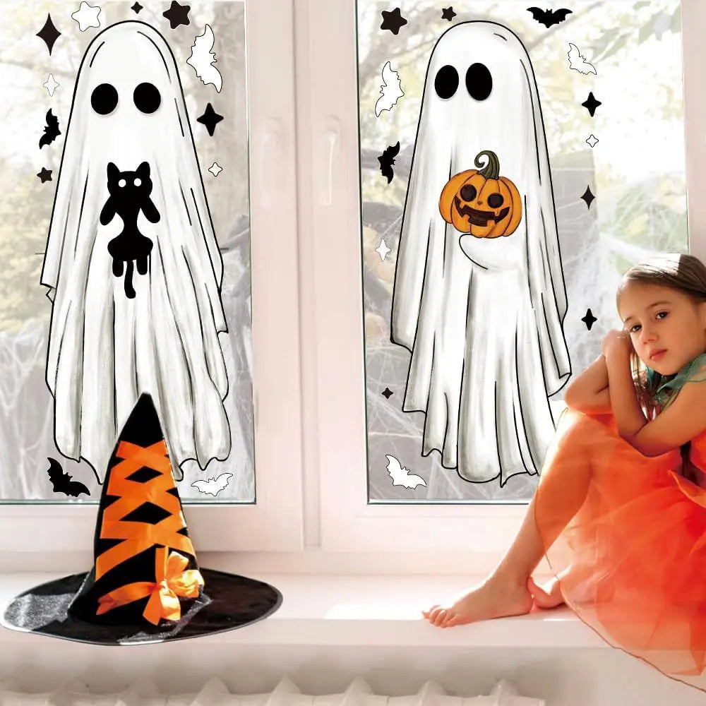 Halloween Window Decoration Stickers Ghost Scene PVC Self-Adhesive Glass Clings Holiday Atmosphere Decor Clearance Sale Set