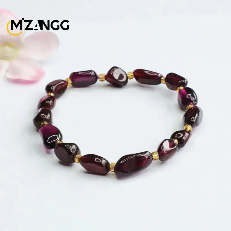 Natural Garnet Bracelet Purple Tooth Black Lady Color Jewel String Fashion Charm Crystal Healing Energy Stone Holiday Gift