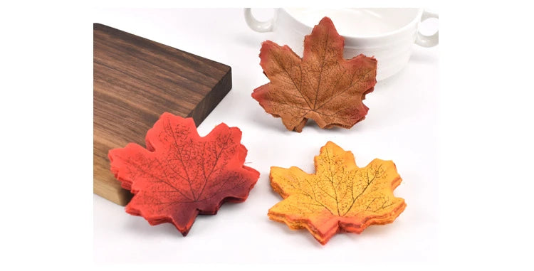50/100/200Pcs Artificial Silk Maple Leaves Fabric Tree Leaf DIY Halloween Thanksgiving Day Multicolor Autumn Fall Party Decors
