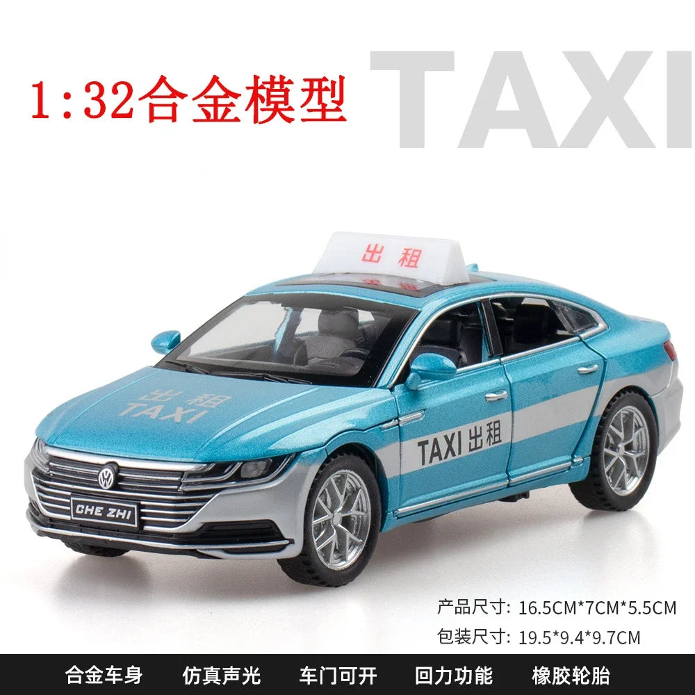 1:32 Volkswagen CC Taxi Car Model Alloy Car Die Cast Toy Car Model Sound Light Children's Toy Collectibles Christmas gift ﻿A563