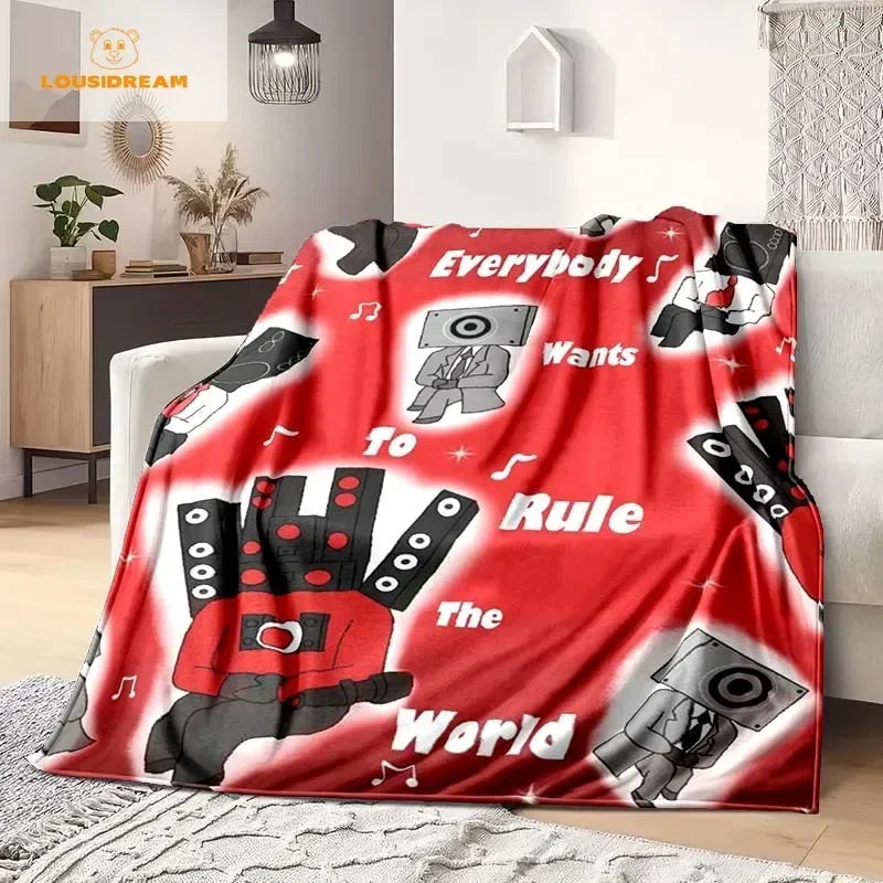 Skibidi Toilet Funny Flannel Blanket Flannel Warm Blanket Adults 3D Printed Coverlet Man Cave Sofa Camping Decor Christmas Gift