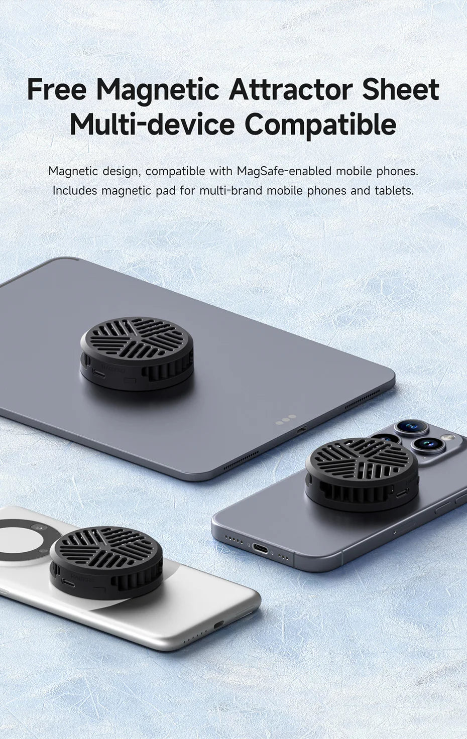Hagibis Magnetic Cell Phone Cooler Universal Cooling Fan Mobile Phone Radiator for iPhone 15 Pro Black Shark Gaming Live Stream