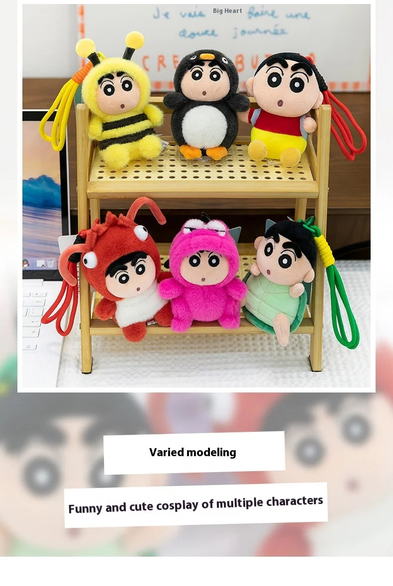 Penguin Crayon Shin-chan Plush Toy Keychain Girl Cute Bee Backpack Pendant Crayfish Doll Car Hanging Decoration Christmas Gift