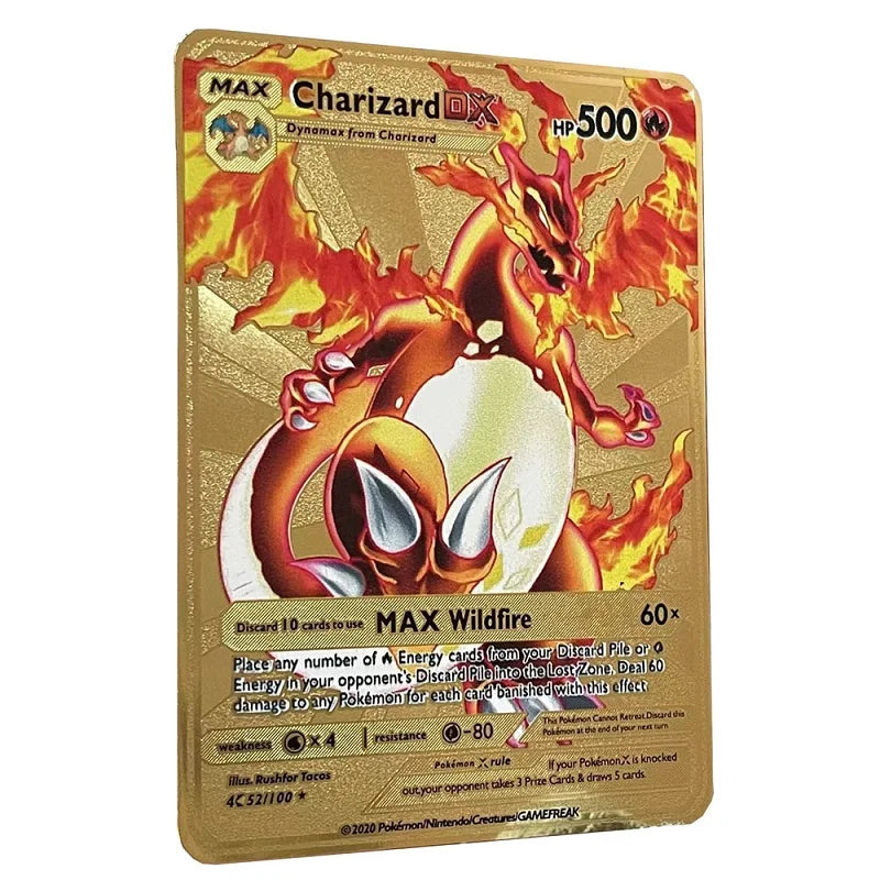 Pokemon Metal Card 10000 Points Arceus Charizard Raichu Super Card Golden English Mewtwo Vmax GX EX Christmas gift