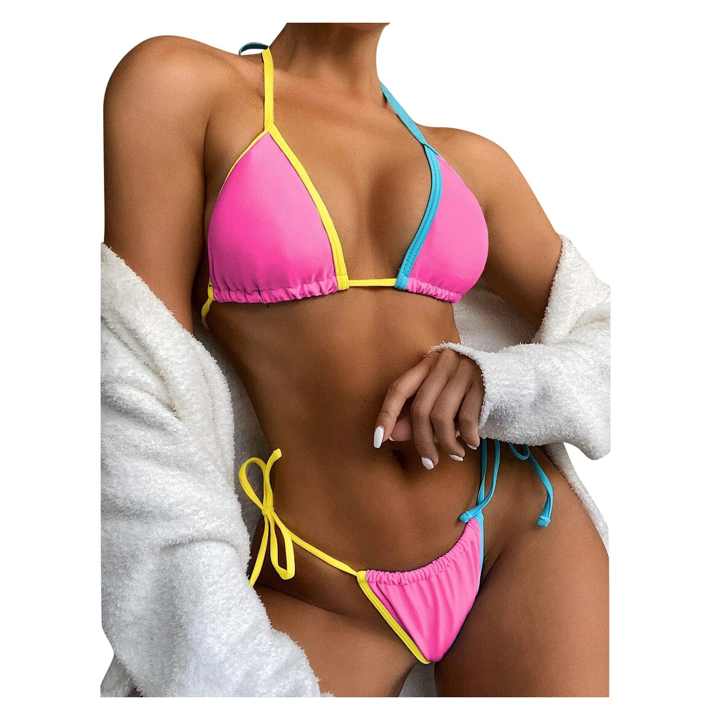 Brazilian Swimsuit Push-Up Bra Swimwear Side Bandage Bikini Women Swimwears Tankinis Set Front Ruched G String Thong Swimsuit