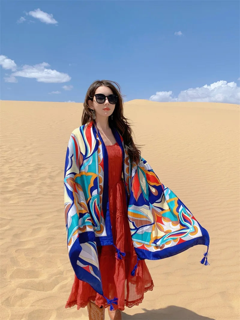 Travel Beach Sunscreen Scarves for Women Bikini Large Sarong Wrap Scarf Brazilian Swimsuit Bathing Cover-ups 17 Styles 90x180cm