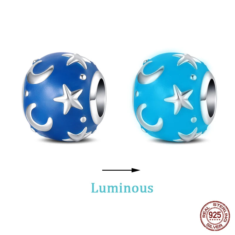 New 100% 925 Sterling Silver Ocean Luminous Sea Turtle Dolphin Octopus Charms Beads Fit Qikaola Original Bracelets DIY Jewelry