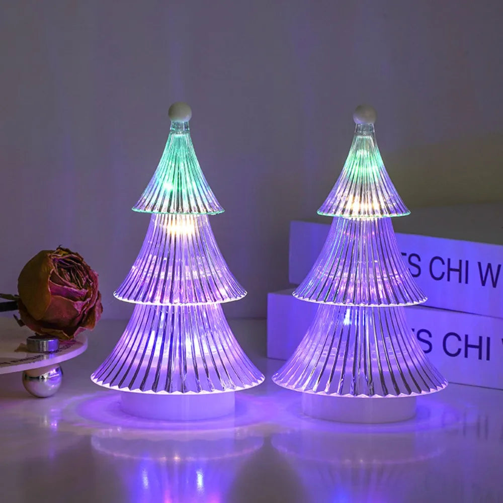 2/1pcs Christmas Decoration Ornaments Mini Luminous Crystal Christmas Tree High-end Desktop Ornaments Christmas Gift Lights