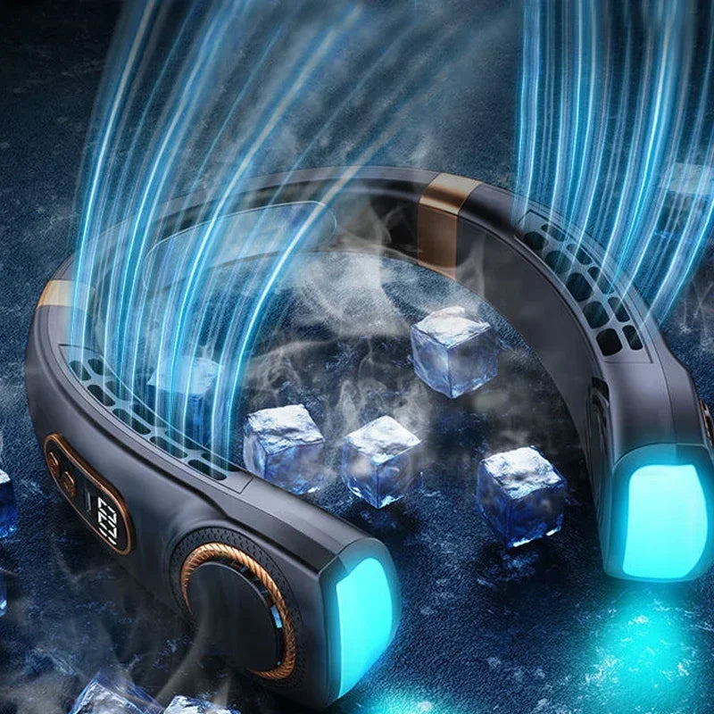 Portable Neck Fan Personal 4000mah Bladeless Cooling Neck Fan Blow Cold Air Neck Cooler Wearable Fan Around Your Neck Adjustable