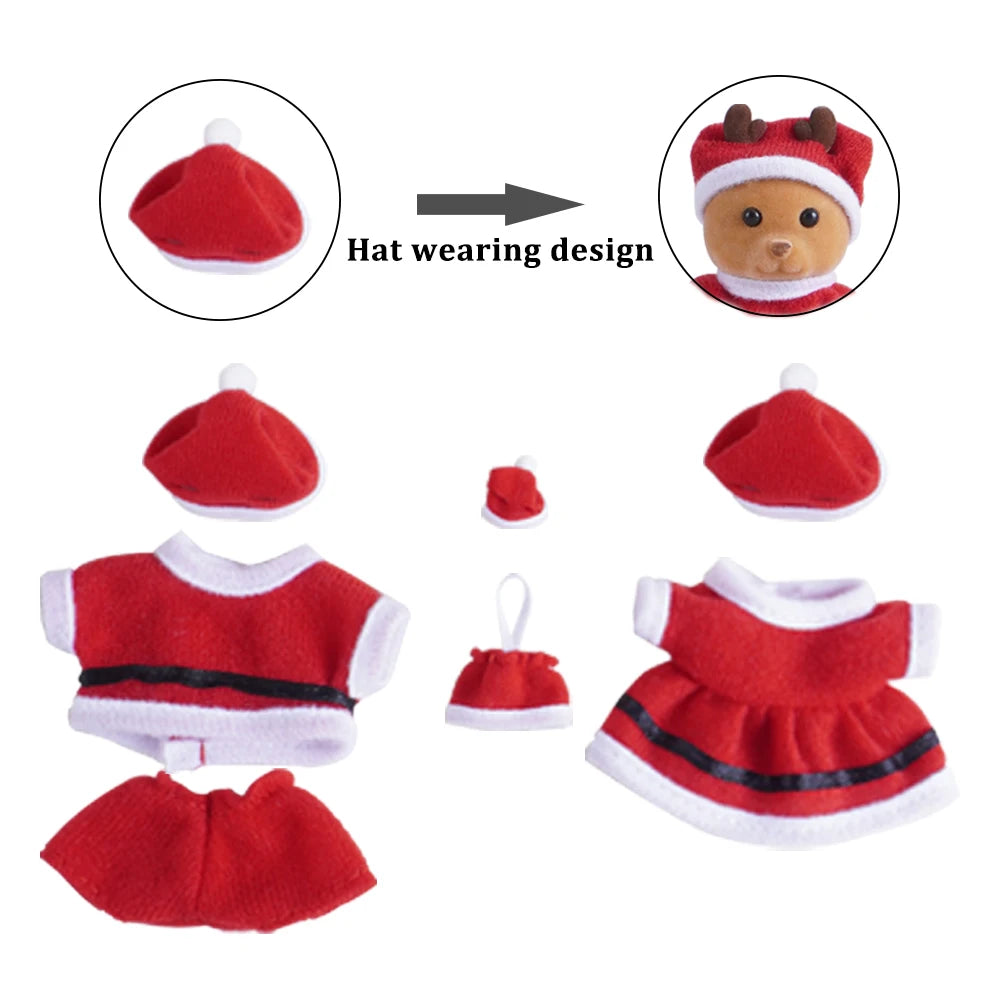 Christmas Theme 1:12 Dollhouse Sheep Animal Family Model Ornament Gift Miniature Furniture Christmas Tree Model Christmas Gift