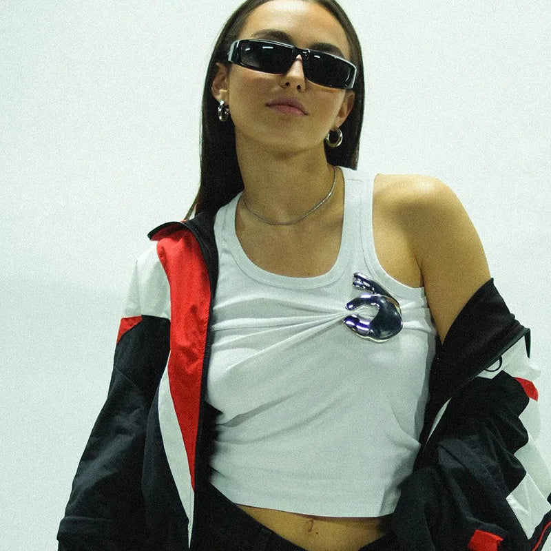 Sequined Tank Top Women Edgy Clothes Y2k Accessories Sleeveless Ropa De Mujer Solid Color Camison Verano Slim Fit Streetwear