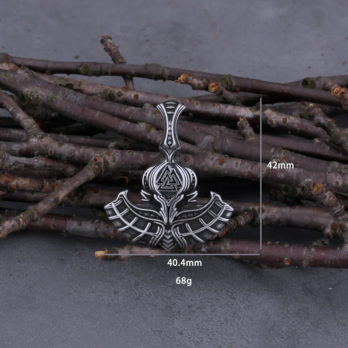 Viking Mjolnir Thor's Hammer with Odin Triangle Rune Necklace Men's Vintage Hip Hop Charm Pendant Stainless Steel Jewelry Gift