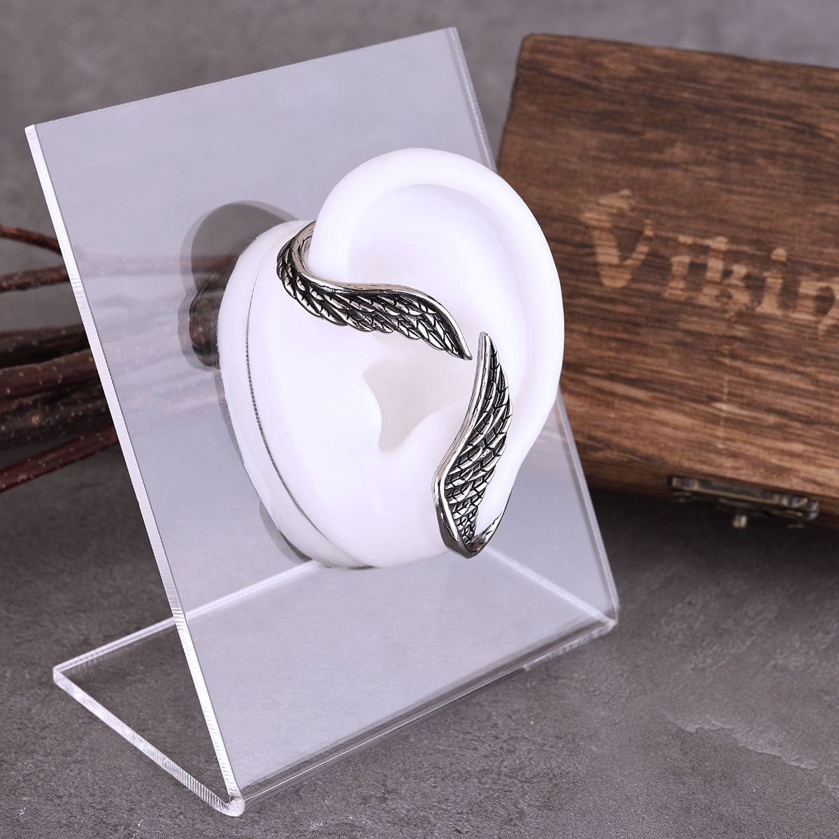 Viking Angel Wings Men's and Women's Fashion Earrings Stainless Steel Hanging Earrings Wrap Around Earrings Personalized Jewelry