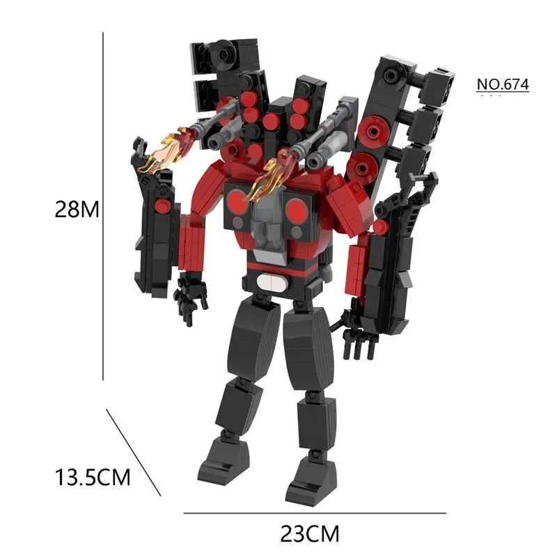 New Skibidi Toilet Titan Guitor Speaker Man Building Blocks Set With Battle-axe Creative DIY Bricks Toys For Boys Christmas Gift