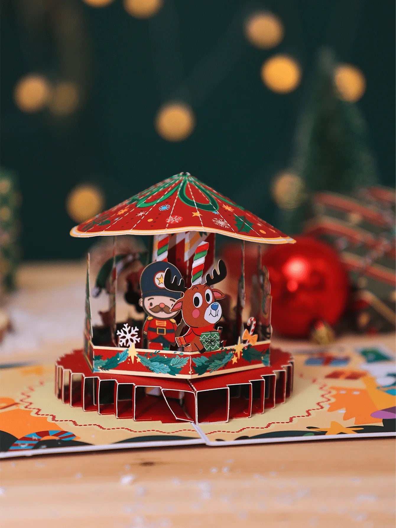 1pc Christmas Greeting Pop-up Card, Christmas Party Supplies, Christmas Gift, Christmas Pop-up Card