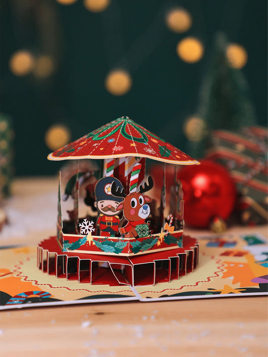 1pc Christmas Greeting Pop-up Card, Christmas Party Supplies, Christmas Gift, Christmas Pop-up Card