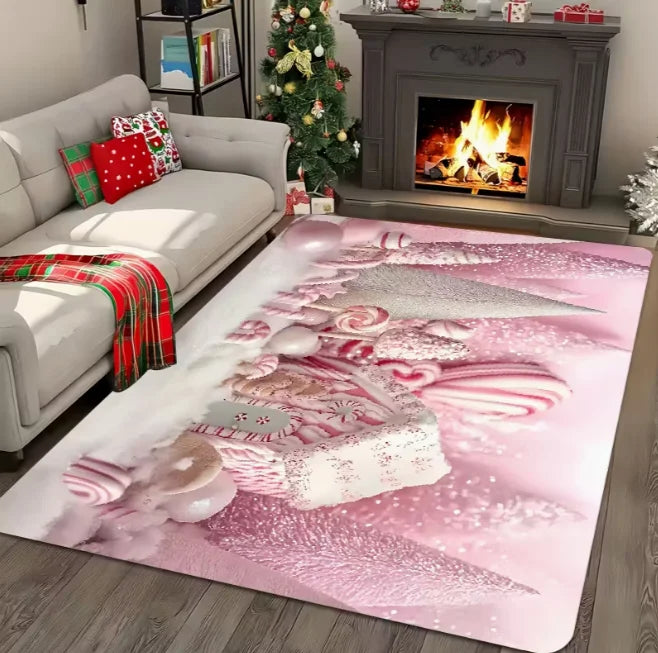 1pc Merry Christmas Area Mat Suitable for Living Room Bedroom Kitchen Christmas Gift Room Mat Christmas Retro Home Decoration