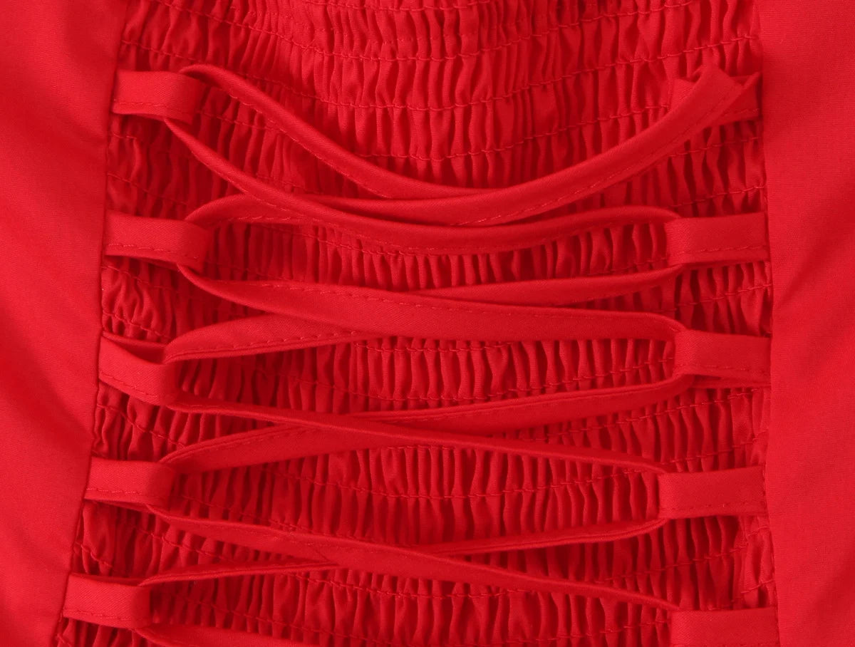 Sexy Bow Halter Slash Collar Lacing Up Bandage Back Sling Mini Dress Women Low Waist Ball Gown Pleated BUD Dresses Femme Robe