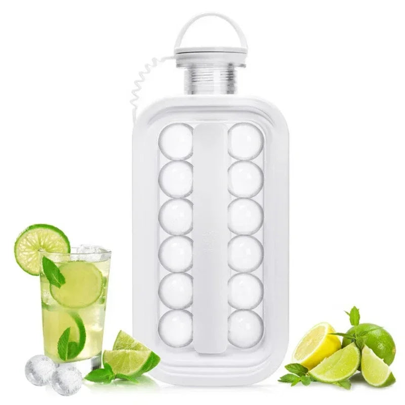 Ice Cube Tray 2-in-1 Portable Puck Making Water Bottle with 17 Grid Flat Lid Cooling Popsicle/Cube Molds
