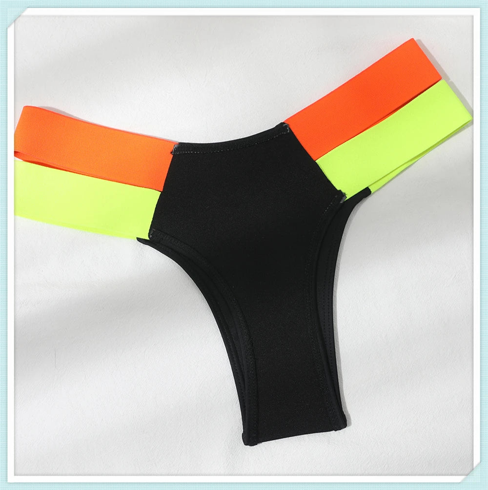 Solid Bandage Bikini Women Push Up Swimsuit Sexy Swimwear Female Brazilian Bathing Swimming Suit Bather Splicing Color Beachwear