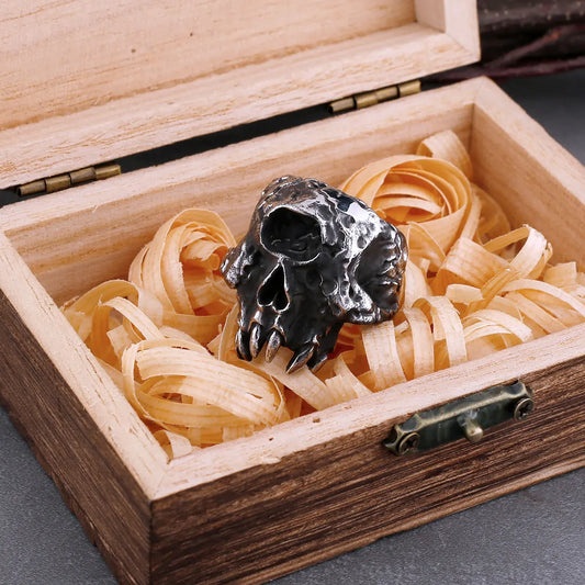 Northern Europe Viking 316L Stainless Steel Skull Ring Neo-gothic Fashion Teen Biker Ring Punk Rock Party Jewelry Accessories