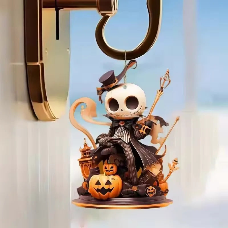 Halloween 2D Acrylic Pendant Pumpkin and Skull head Theme Decorative Pendants for Cars, Bags, Keychain Accessories Holiday Decor