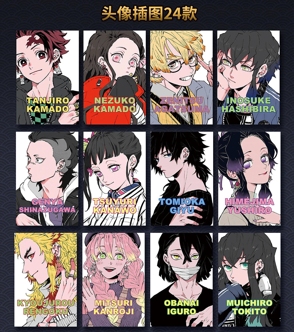 Demon Slayer Collection Card Black and White Tone Creative Line Draft Color Paper Card Encouraging Child's Christmas Gift Toys