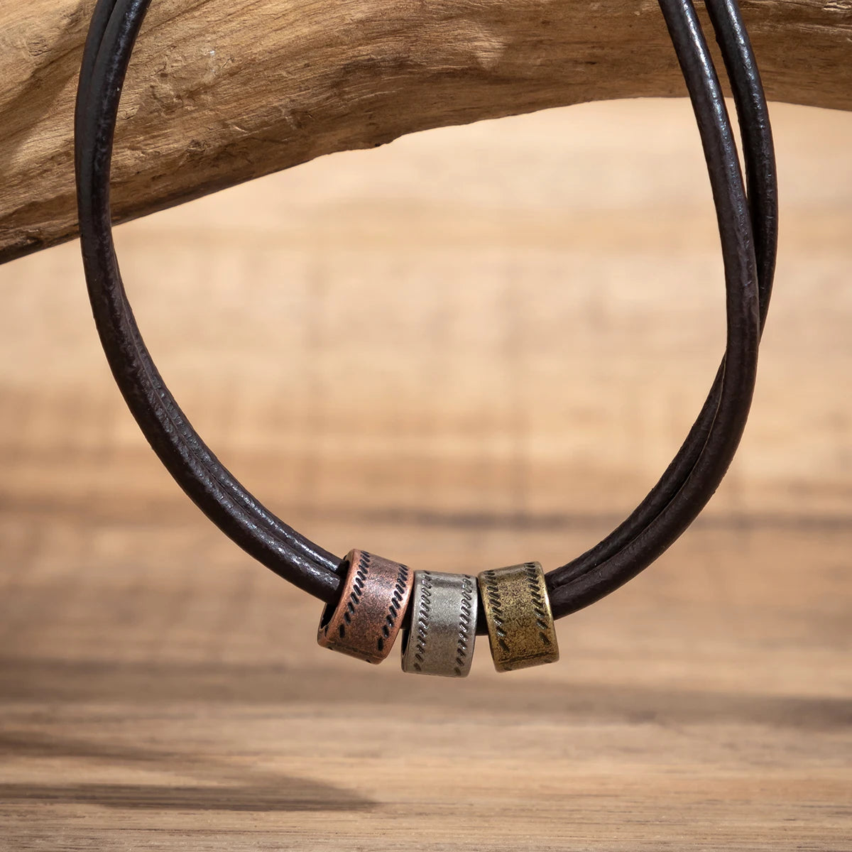 Vintage Pu Leather with Metal Beads Choker Necklace for Men Trendy Collar on the Neck Accessories 2023 Fashion Jewelry Male Gift