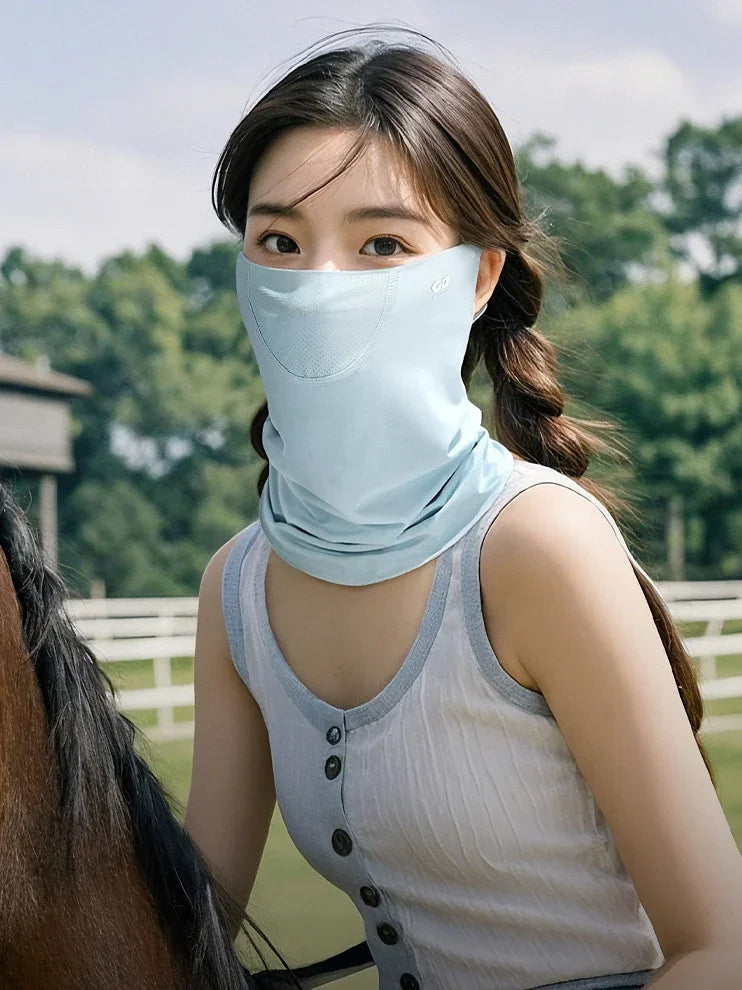 Summer Sunscreen Ice Silk Mask Neck UV Protection Face Cover Sunscreen Face with Outdoor Cycling Sun Protection Veil Tube Scarf