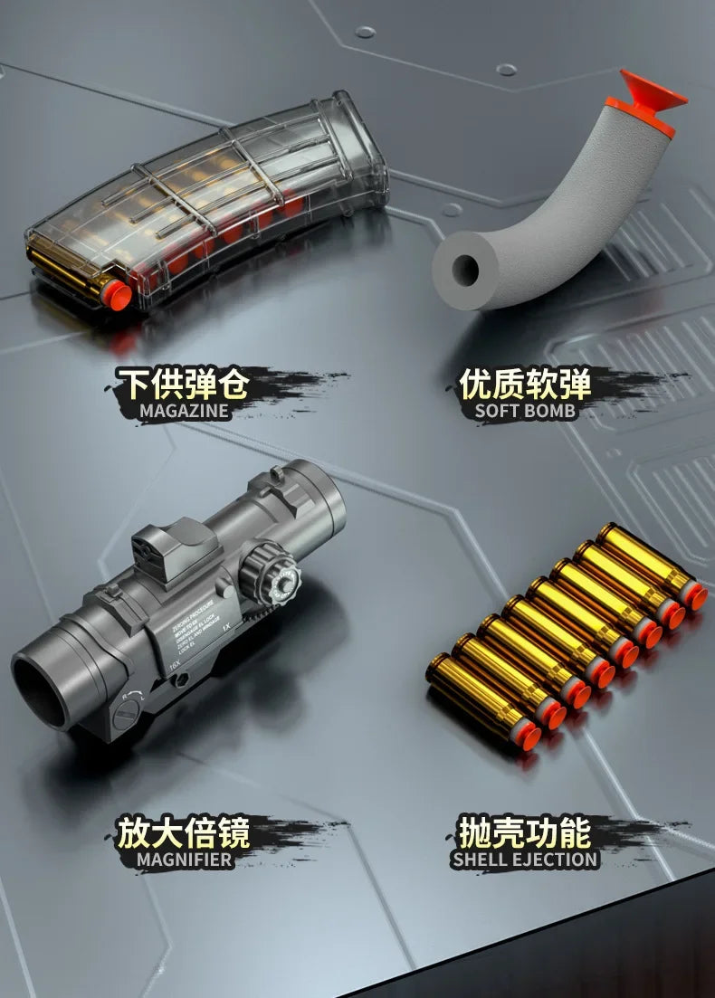 Handi Ak47 Soft-Bullet Gun Can Be Fired Toy Gun Akm Boy Submachine Gun Model Manually Loaded 2025 Christmas Gift