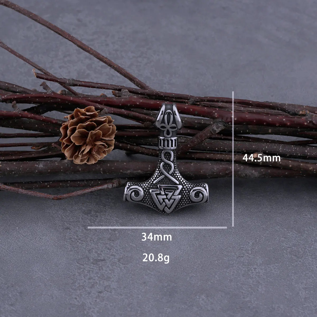 Stainless Steel Viking Mjolnir Quake and Odin Rune Necklace Men's Vintage Fashion Charm Vintage Pendant Viking Jewelry Gift