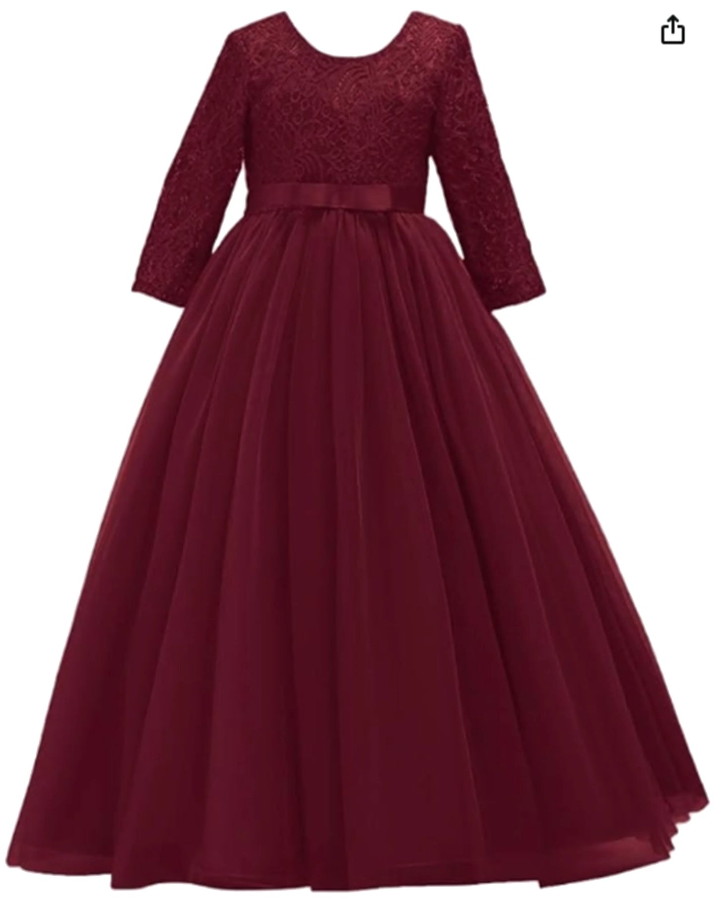 Little Big Girls Spring 3/4 Sleeves Lace Flower Girl Birthday Party Holiday Long Dress KLS1660