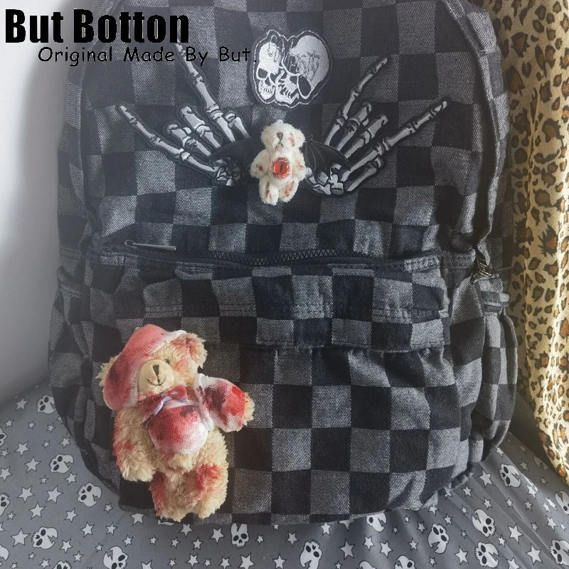 Men Women Streetwear Backpack large capacity Skull homestay y2k versatile hot girl goth punk bag student skeleton schoolbag