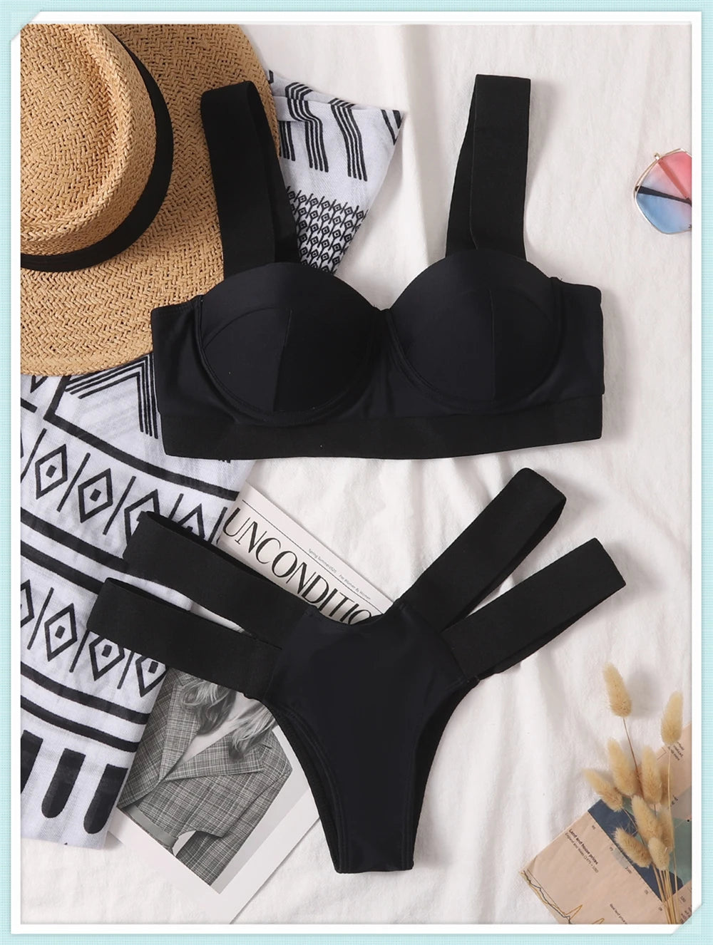 Solid Bandage Bikini Women Push Up Swimsuit Sexy Swimwear Female Brazilian Bathing Swimming Suit Bather Splicing Color Beachwear