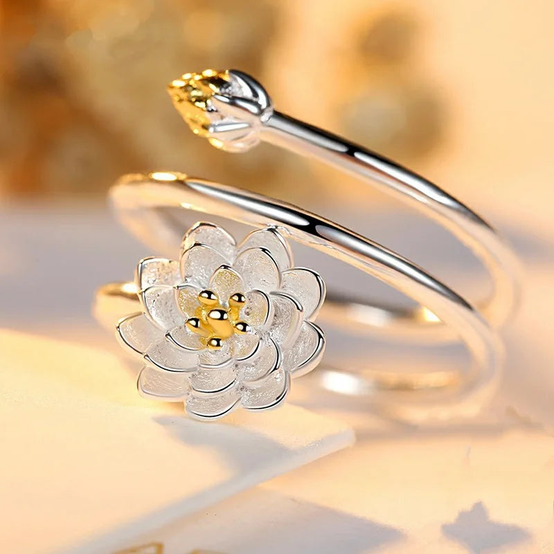 Vintage Rose Flower Rings For Women Korean Style Adjustable  Sakura Princess Finger Ring Bride Wedding Engagement Party Jewelry