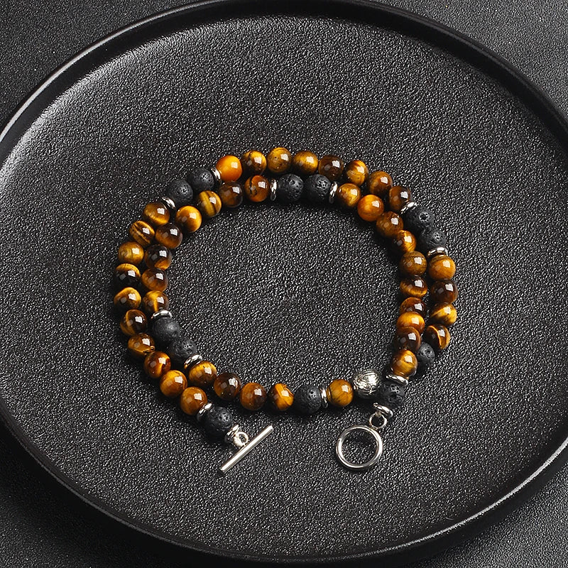 Reiki Lava Tiger Eye Stone Bracelets Men Fashion Nature Energy Stone Chakra Beads Yoga Healing Bracelet Diffuser Jewelry Pulsera