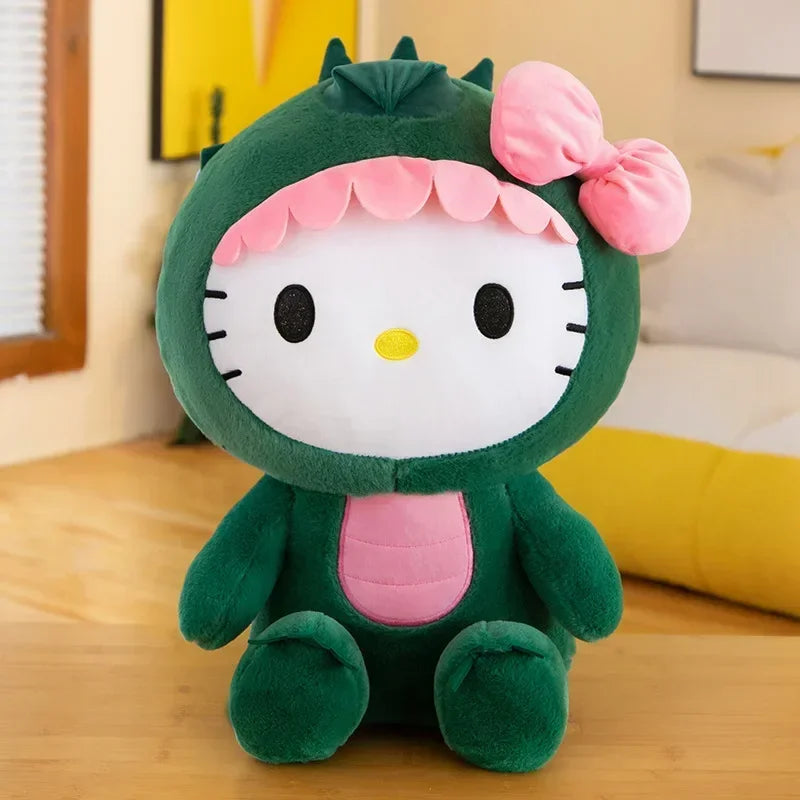 Sanrio Dinosaur Hello Kitty Plush Toy Kawaii Anime Kitty Plushie Pillow Cute 35/50/65cm/80cm Cartoon Stuffed Doll Christmas Gift