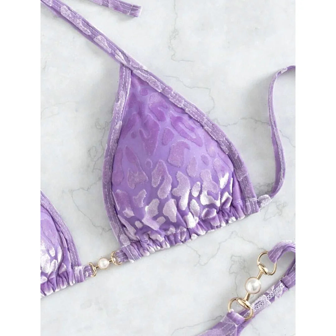 S- XL Leopard Halter Mini Micro Thong Bikini Women Swimwear Female Swimsuit Two-pieces Bikini set Bather Bathing Suit Swim V5207