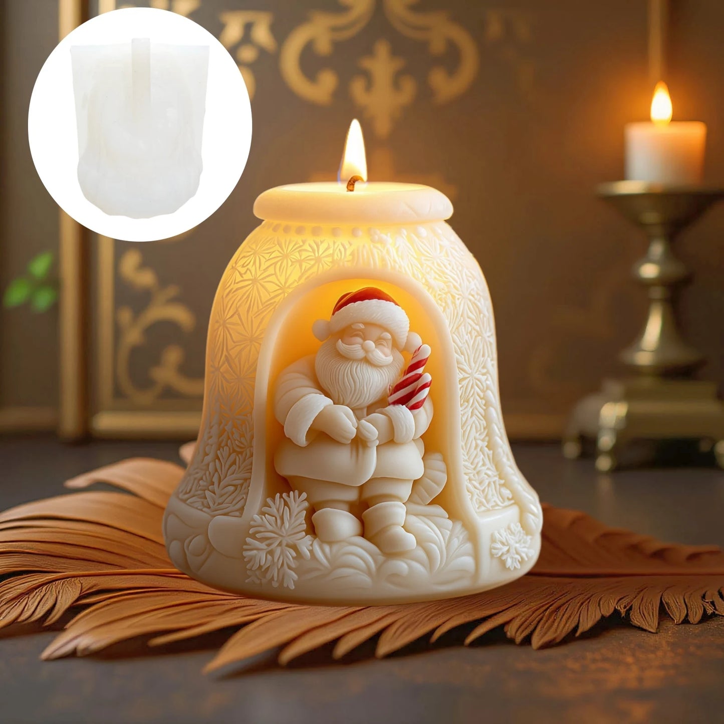 Smile Santa Claus Giving Gift Cylindrical Scented Candle Silicone Mold Santa Claus Hold Gift Resin Plaster Molds Christmas Gift